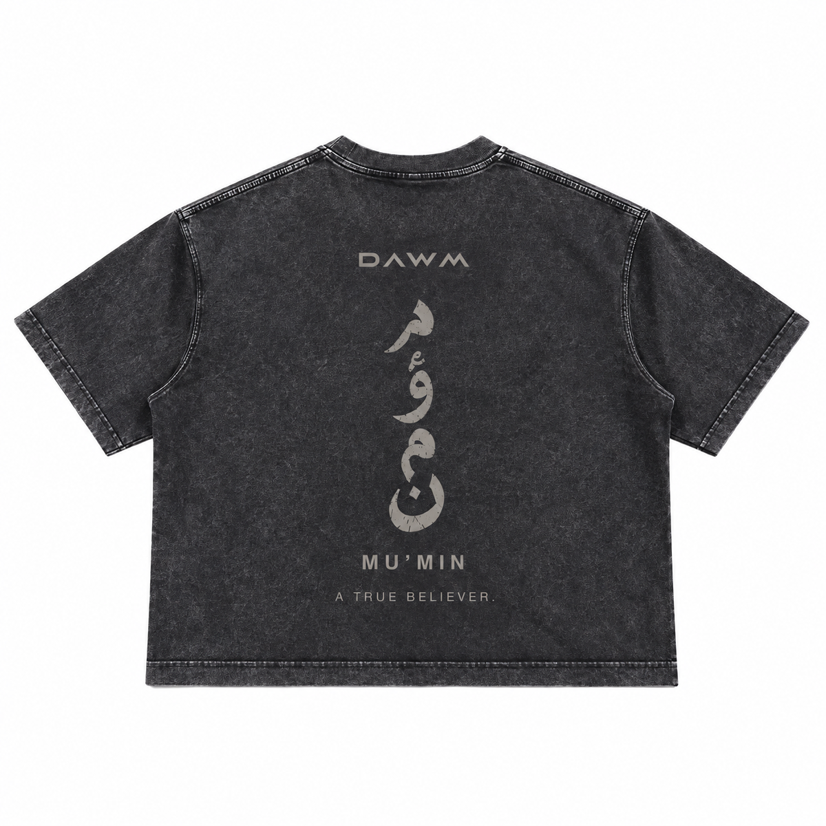DAWM CODED 01 MU’MIN 275 GSM oversized tee in Washed Black, alternate view