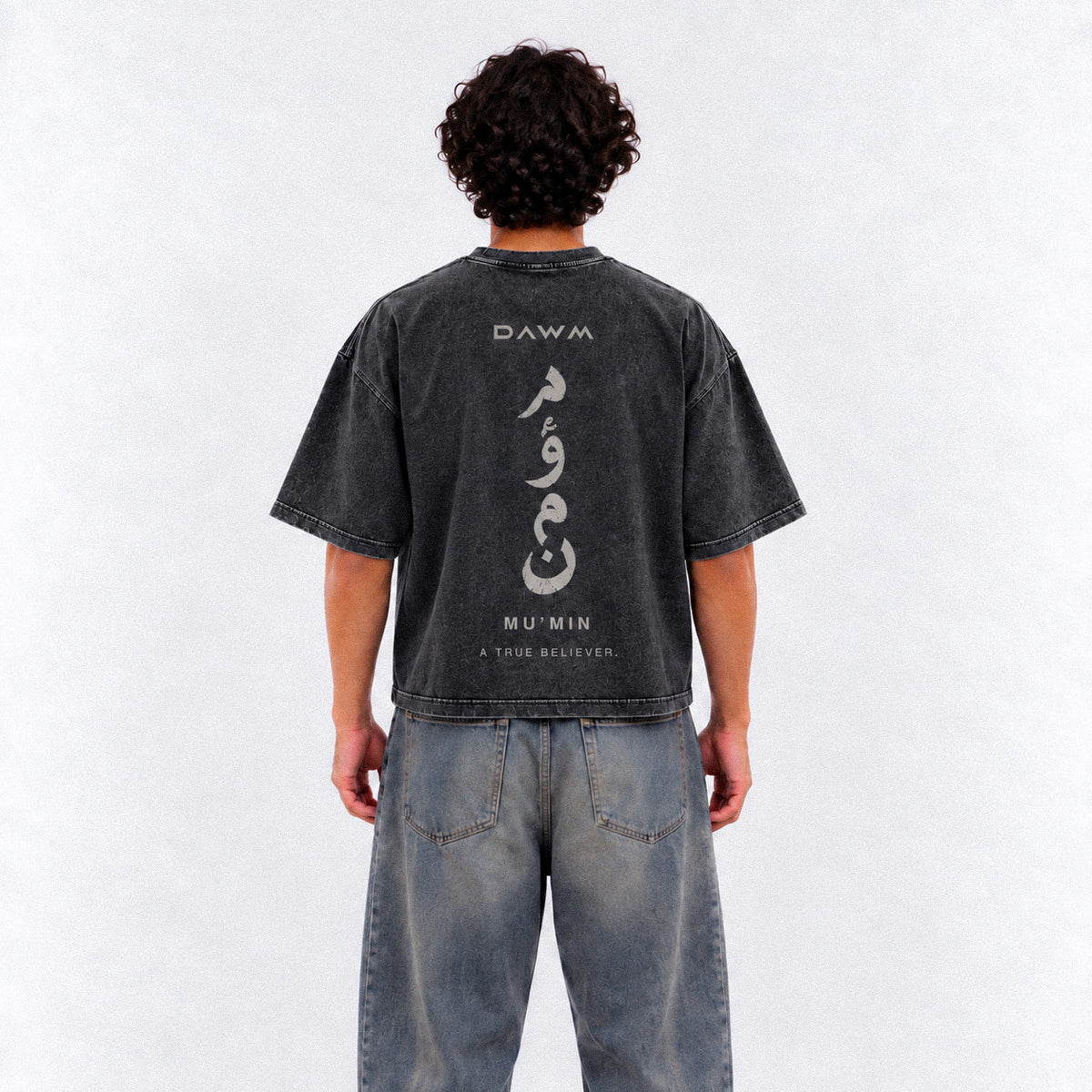 DAWM CODED 01 MU’MIN 275 GSM oversized tee in Washed Black