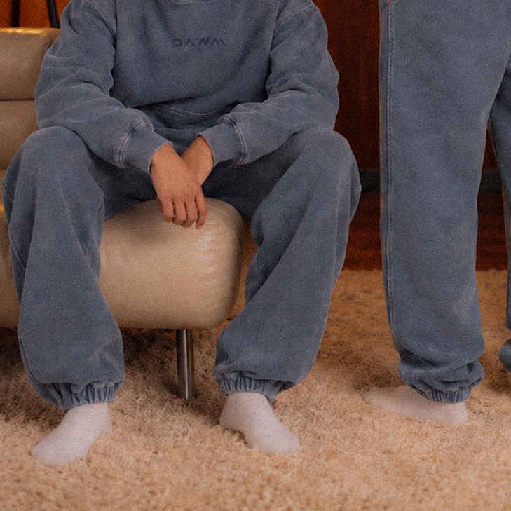 DAWM ESSENTIAL 01 355 GSM fleece sweatpants in Slate, second alternate view