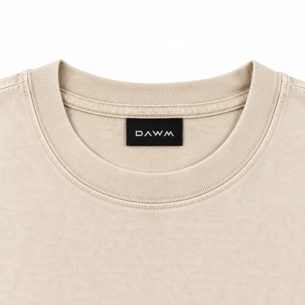 DAWM CODED 01 / MU’MIN 275 GSM oversized tee in Bone, detail view one